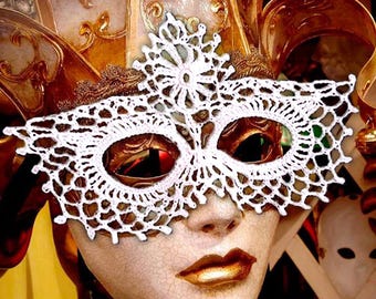 Lace Masquerade Mask Crochet Pattern EN/DE: PDF Mask crochet, Carnival Mask pattern for Party/Festival/Halloween, Christmas Mask Pattern eco