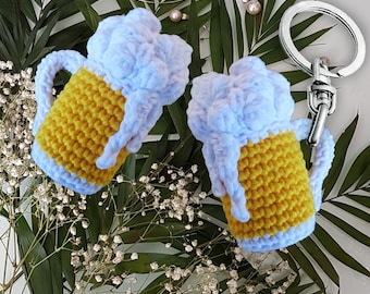 PDF ビールジョッキ編みぐるみパターン DE/EN、3Dキーホルダー、DIY