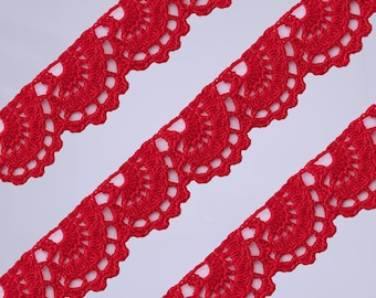 Decorative Lace Ribbon Fans Crochet Pattern EN/DE: PDF Crochet Border Beginners, Vintage Crocheted Trim, Rustic Lace Border, Crochet edging