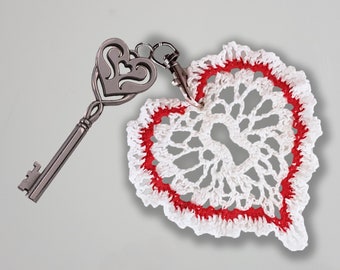 Key chain Heart with Lock Crochet Pattern 9cm EN/DE, PDF grandma gift Heart