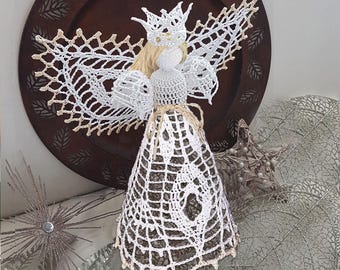 Christmas Angel Crochet Pattern Peacock in 2 Sizes EN/DE.