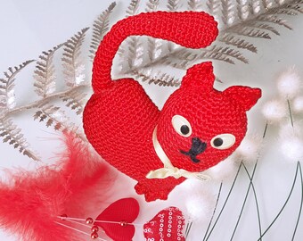 Crochet Pattern Cat - Heart Amigurumi EN/DE: PDF Heart-shaped gift, Valentine cat pattern, Animal toys.