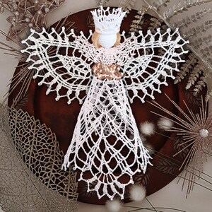 Angel Crochet Pattern in EN/DE: PDF Christmas Angel 25 cm with Geometric Lace, Diy Guardian Angel for Christmas, Eco-Friendly, Sustainable