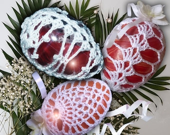 Crochet pattern 3 Easter egg bag EN/DE: PDF Easter decor, Cover for eggs, Pouch Egg
