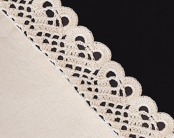 Decorative Lace Ribbon "Hearts" Crochet Pattern EN/DE: PDF Border for decor kitchen towels, Vintage Crocheted Trim, lace edging