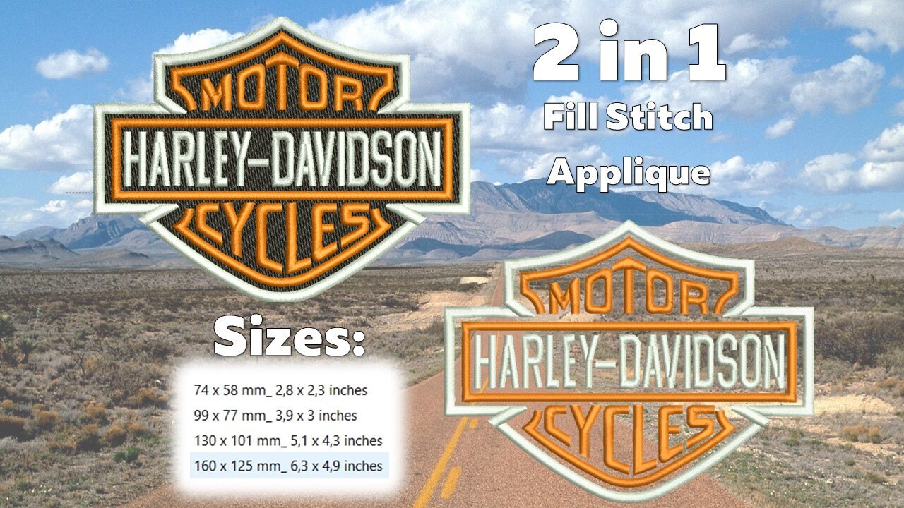 Embroidery design | Chopper Logo 2 in 1 | Applique / Filled | 4 sizes…