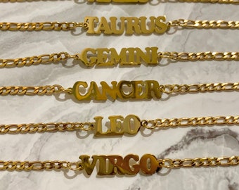 18k Gold Plated or Silver Zodiac Anklet - Grand Rising Anklet