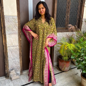 flowy indian dresses Blue Block Print Maxi Dress Indian Cotton Boho Backless Flowy Summer| Women's Ethnic Fusion Beach Resort Dress