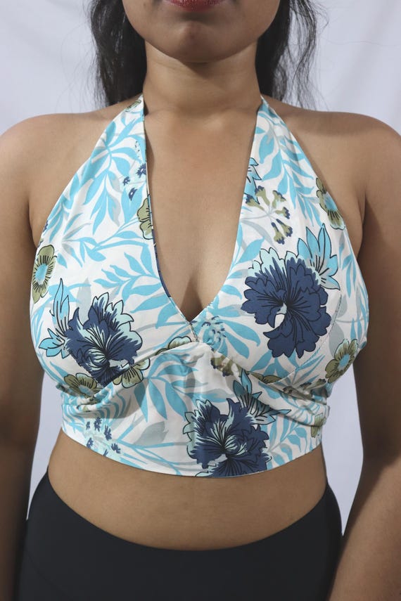 Boho plants print tie back halter top GORGLITTER Women main image 3