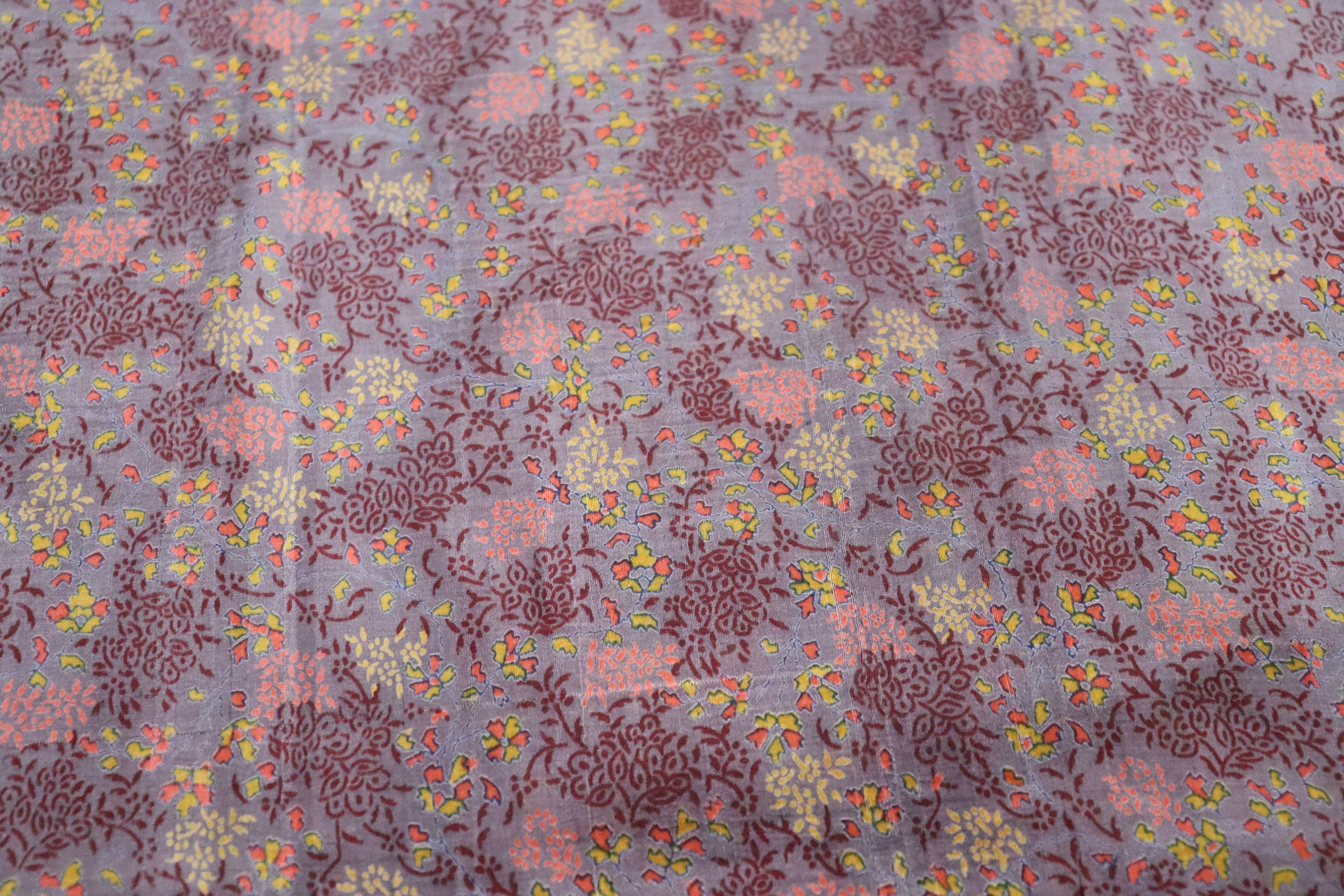 Printed Silk Saree 5 Yard Gray Silk Sari Crafting Fabric Drape Etsy