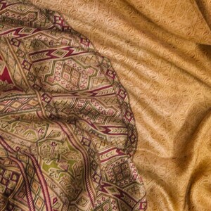 Printed Fabric, 5 yard Suitable for Sewing Projects Saree, Craft Fabric, Dress Making Soft Wrap, Lampshade Making, Indian Silk Sari SS1320