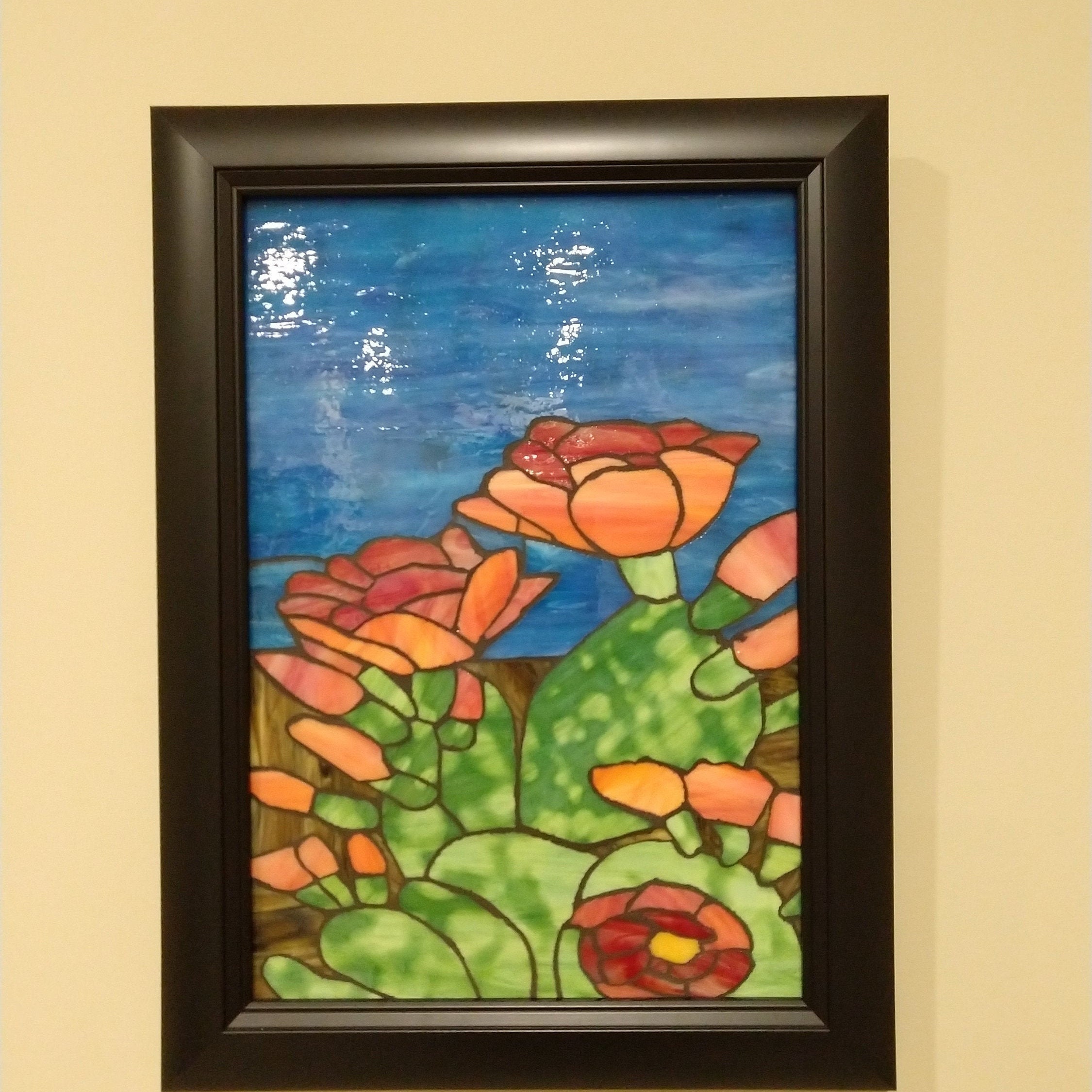 Cactus Stained Glass Mosaic 14.5 W x 19.5 H Etsy