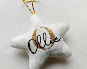 GREY Personalised plush star bauble