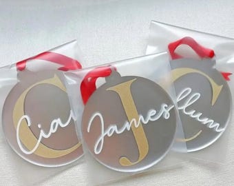 Initial and name personalised Christmas baubles