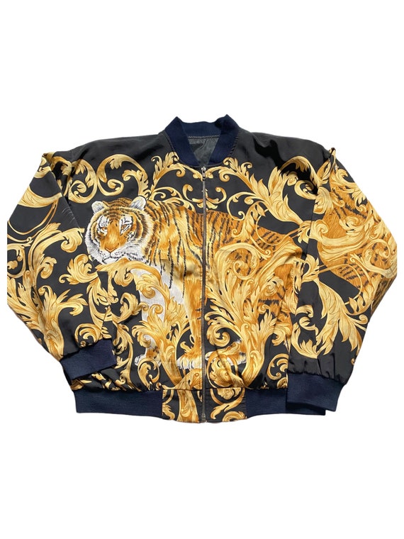 Gietvorm boot Geven Very Rare Vintage Jacket Silk Tiger Printed Hermes Versace - Etsy