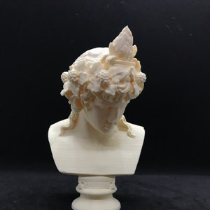 Antinous as Dionysus Bust | Many Sizes & Colors | 3D Printed and Hand Finished Statue  | Greek God of Grape Harvest and Winemaking Statuette