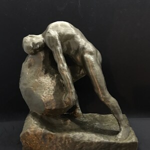 Sisyphus Statue Many Sizes & Colors 3D Printed and Hand Finished Sisyphus and the Boulder Statue Sisyphos Pushing Rock Up Hill Statue image 2