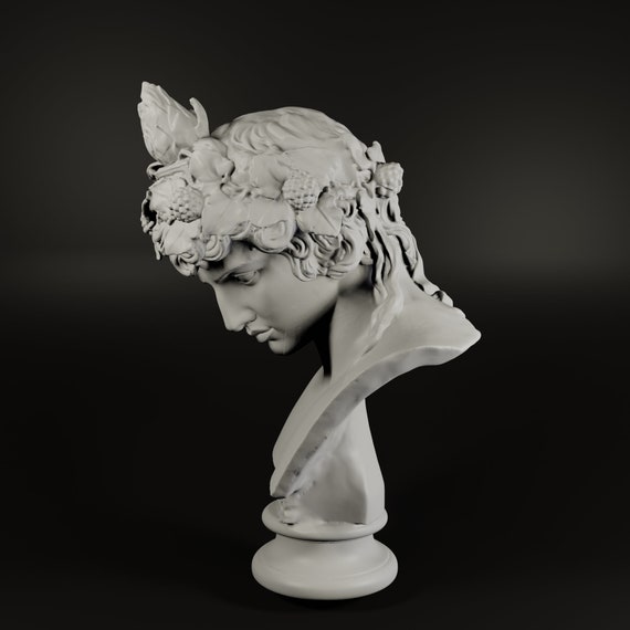 Dionysus Bust Many Sizes & Colors 3D Printed and Hand Finished
