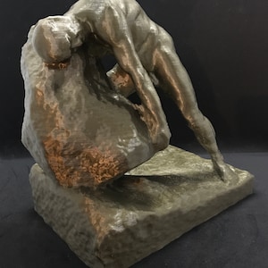 Sisyphus Statue Many Sizes & Colors 3D Printed and Hand Finished Sisyphus and the Boulder Statue Sisyphos Pushing Rock Up Hill Statue image 3