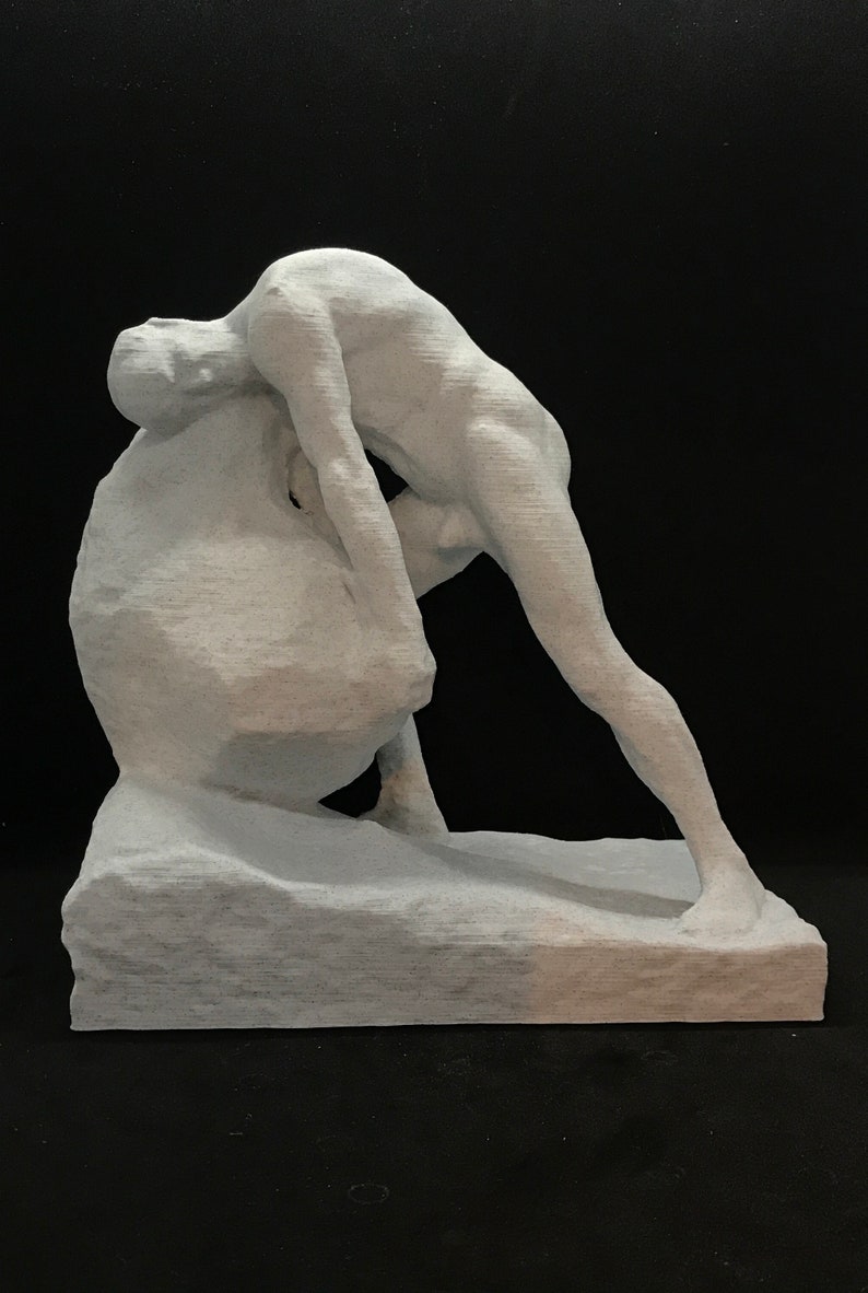 Sisyphus Statue Many Sizes & Colors 3D Printed and Hand Finished Sisyphus and the Boulder Statue Sisyphos Pushing Rock Up Hill Statue image 1