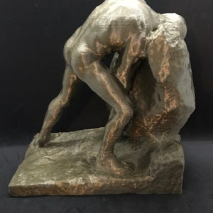 Sisyphus Statue Many Sizes & Colors 3D Printed and Hand Finished Sisyphus and the Boulder Statue Sisyphos Pushing Rock Up Hill Statue image 4