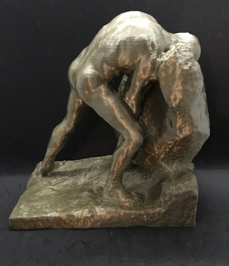 Sisyphus Statue Many Sizes & Colors 3D Printed and Hand Finished Sisyphus and the Boulder Statue Sisyphos Pushing Rock Up Hill Statue image 4