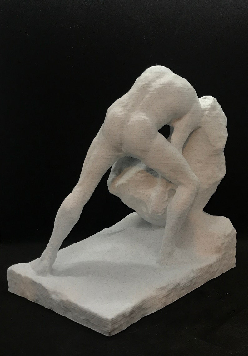 Sisyphus Statue Many Sizes & Colors 3D Printed and Hand Finished Sisyphus and the Boulder Statue Sisyphos Pushing Rock Up Hill Statue image 9