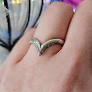 Classic Unmarked Sterling Silver Deep V Wishbone Ring, Vintage 925 Rings Bands, Vintage Wishbone Luck Ring , Size N 1/2, 2.7g