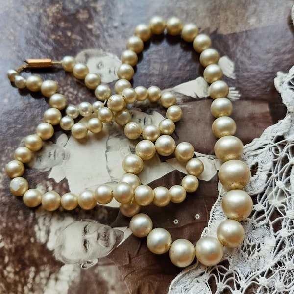 Vintage 1960s- 1980s Ciro 9ct Gold Clasp Faux Pearl Bead Necklace, Costume Pearl Necklace, Vintage Simulated Graduated Pearls , 'As Found'