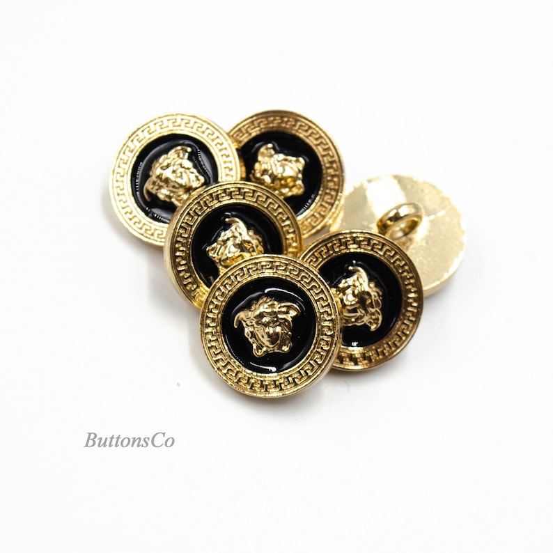 Gold and Black 15 mm Vintage Versace Unstamped Buttons Sewing & Fiber