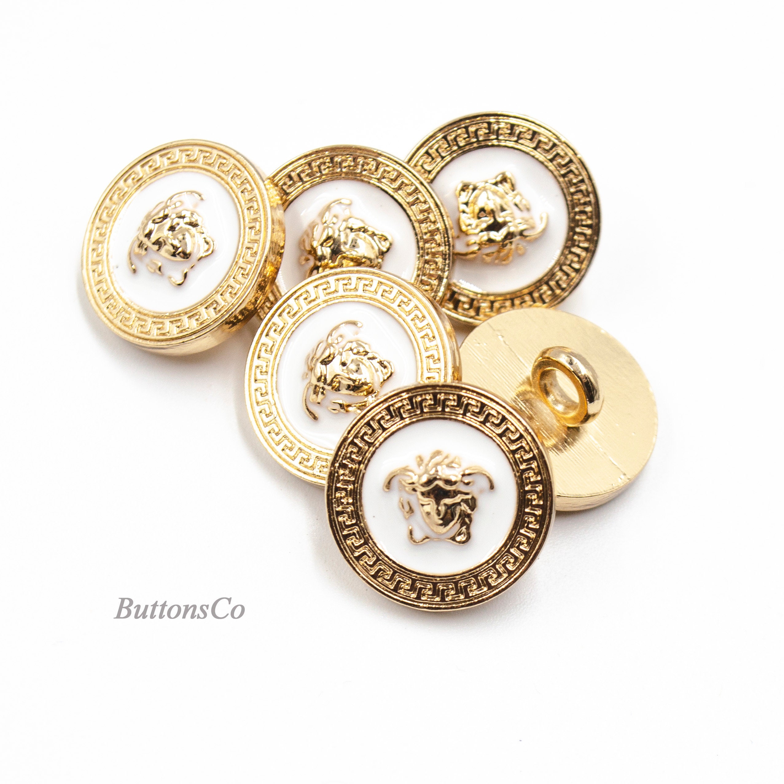 Vintage Versace Unstumped Buttons. Gold and White 15 mm Etsy