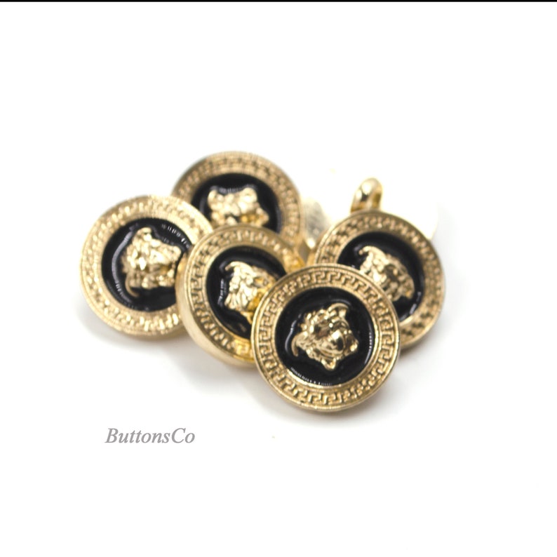 Gold and Black 15 mm Vintage Versace Unstamped Buttons Sewing & Fiber