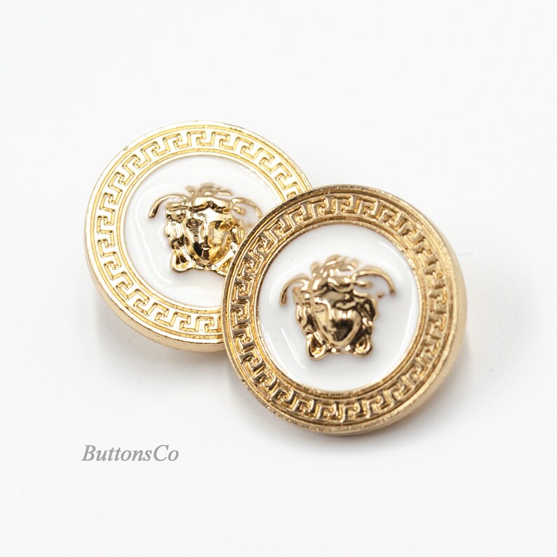 Vintage Versace Unstumped Buttons. Gold and White 22 mm Etsy