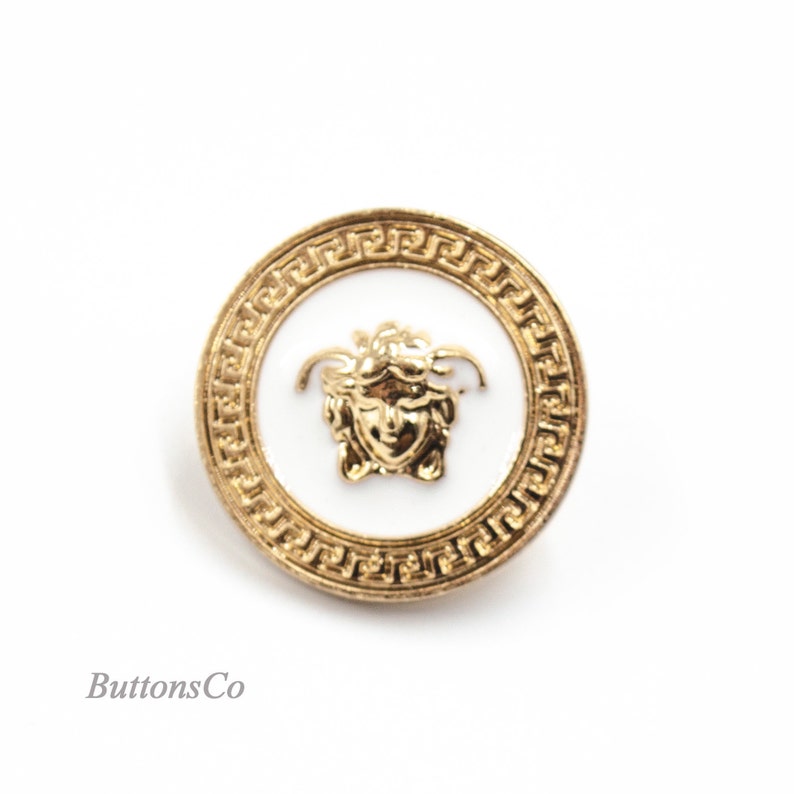Vintage Versace Unstumped Buttons. Gold and White 22 mm Etsy
