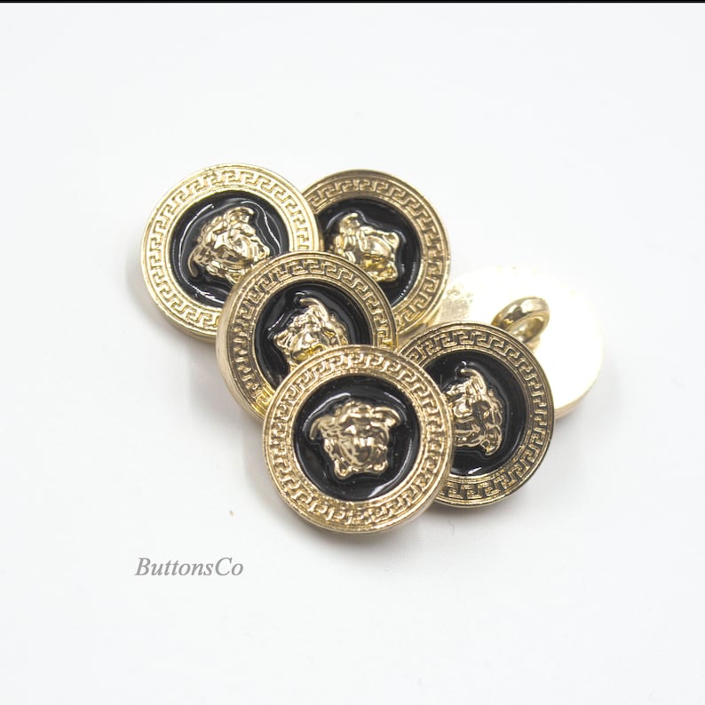 Gold and Black 15 mm Vintage Versace Unstamped Buttons Sewing & Fiber