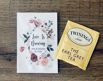 Tea Wedding Favors, Personalized Tea Bag Favors, Love Is Brewing Favor, The Perfect Blend Wedding Favor, Wedding Favor Tea, Floral Tea Favor