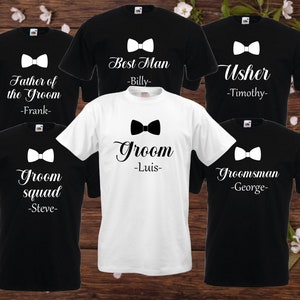 Bow tie Groom T-Shirt, Groomsman, Best Man Shirt, Stag party Tops, Bachelor Party T-shirts, Matching personalised gentleman Tees