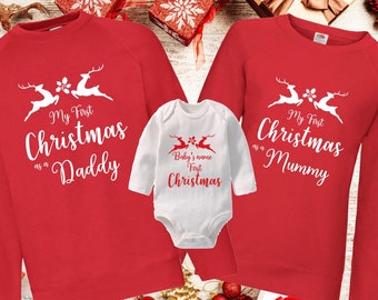 Matching Family Christmas Sweatshirt, Baby's first Christmas bodysuit, First Christmas as a Mummy/Daddy, t ,1st Christmas Personalised