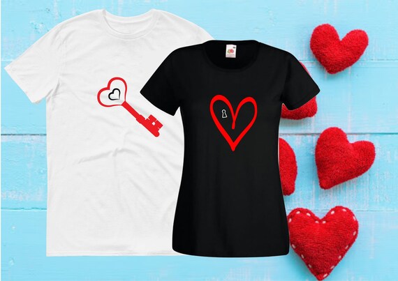 Red Heart Matching Couple Shirts Happy Valentines Day Couples 