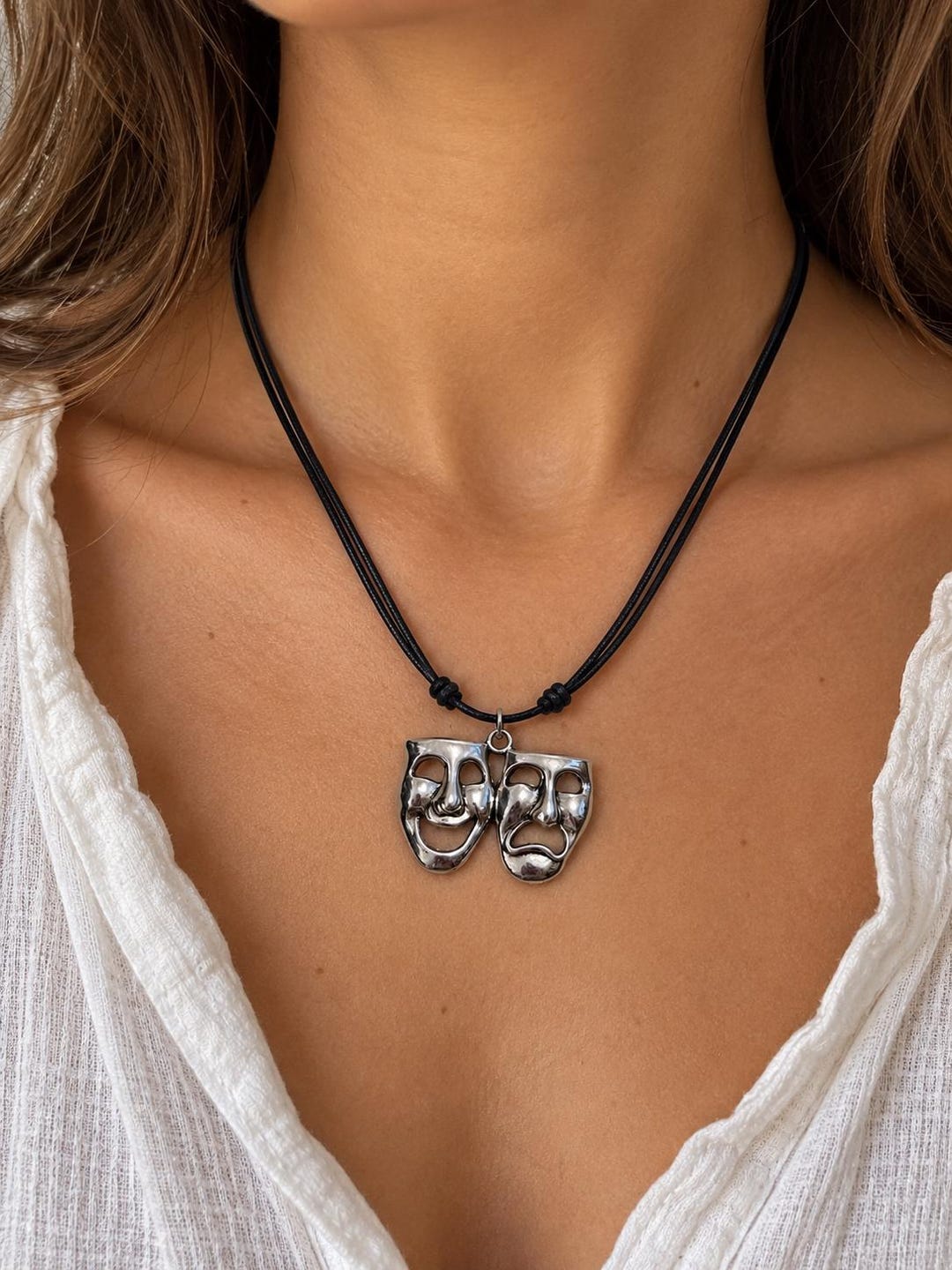 Comedy & Tragedy Mask Necklace-drama Mask-theatre Mask Pendant