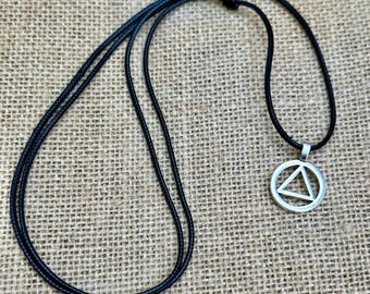 Alcoholics Anonymous Sobriety Necklace - Stainless Steel Triangle & Moon Phase Pendant For Recovery