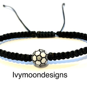 Handmade bracelet-Soccer ball bracelet-Black bracelet-Bracelet for men-Football ball bracelet-Gift for him/her-Football lovers bracelet-Uk