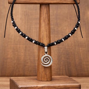 Choker-Black choker-Beaded choker-Spiral choker-Celtic choker-Women choker-Swirl choker-Spiritual-Woman-Uk