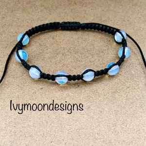 Pulseira de opalita - Pulseira de pedras preciosas - Pulseira feita à mão - Pulseira de cristal de opalita - Opalita azul - Opalita pedra da lua - Propriedades curativas - Harmonia - Yoga