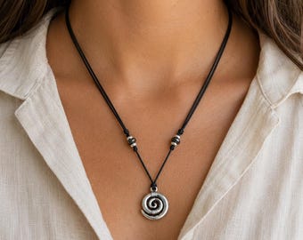 Spiral pendant-Spiral necklace-Necklace for men-Tiny Celtic spiral-Mystical jewellery-Circle of life pendant-Swirl Ethic pendant-Tribal-Uk
