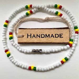 Reggae necklace-Rastafarian necklace-Reggae colours-Handmade reggae Necklace-Jamaican Necklace-Red yellow green necklace-Reggae style-Uk