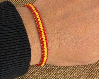 Handmade Braided Spanish Flag Bracelet: Waterproof, Adjustable