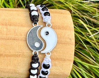 Yin Yang Couple Bracelets: Adjustable Miyuki Seed Bead Friendship Set