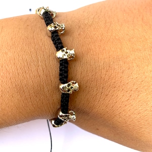 Skull bracelet-Dainty bracelet-Bracelet for men/ women-Black bracelet-Skeleton bracelet-Halloween bracelet-Rock-emo-punk-heavy metal-bikers