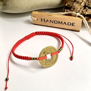 Chinese lucky coin bracelet-Feng shui coin-money and wealth bracelet -Yoga,Meditation,Mens,Woman,Protection,Kabbalah,Unisex,Gift,Adjustable